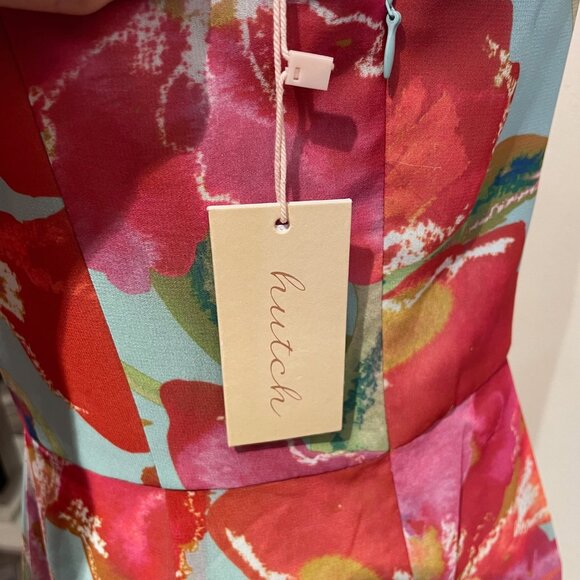 Brand New 2025 Hutch Designs Kennedi Dress in Watercolor Orchids Shantung - Picture 3 of 7